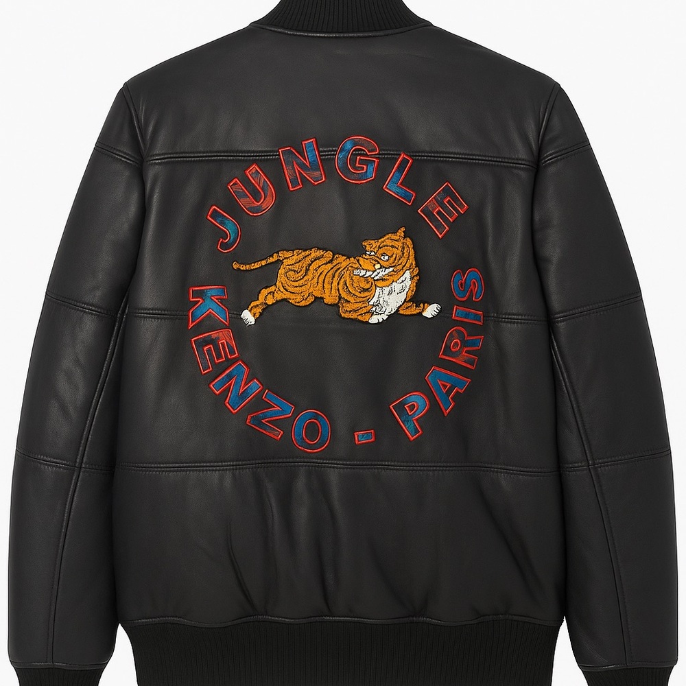 Kenzo Black Bomber Jacket with Embroidered Tiger